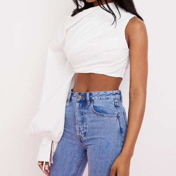 HOUSE OF CB ARTA WHITE COTTON CROPPED TOP SIZE SMALL PRELOVED - Picture 6 of 6